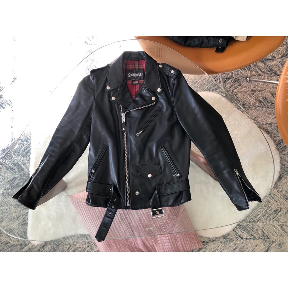 Like New! Schott Fitted Leather Motorcycle Jacket